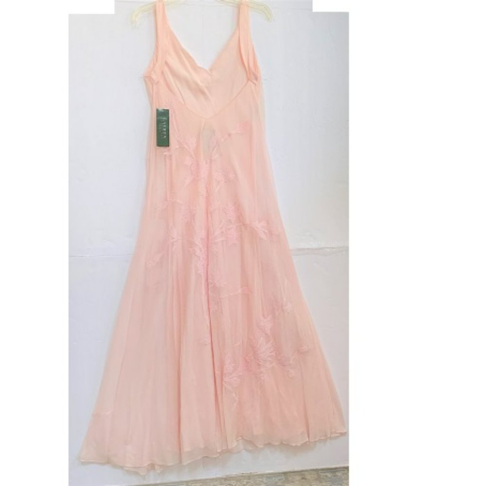 Lauren Ralph Lauren Embroidered Tulle Formal Evening Prom Maxi Dress - Picture 2 of 10